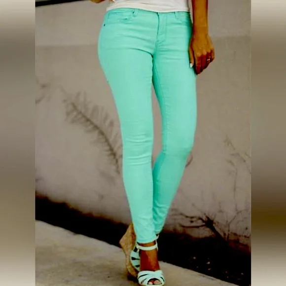 🌟 GAP- Super Skinny Ankle Mint Green Jeans- Size 12 - Picture 1 of 10